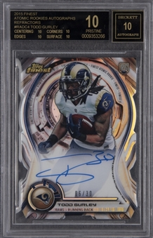 2015 Finest Atomic Rookies Autographs Refractors #RADC4 Todd Gurley Signed Rookie Card (#06/30) – BGS PRISTINE/Black Label 10/Auto 10